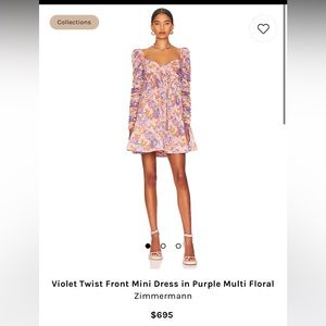 Zimmermann front tie violet mini dress